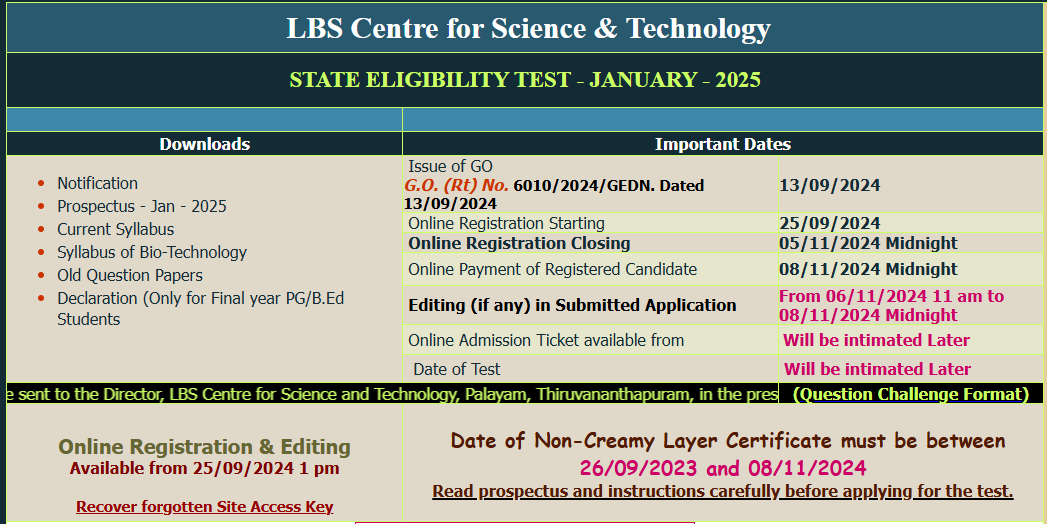 Kerala SET Exam 2025